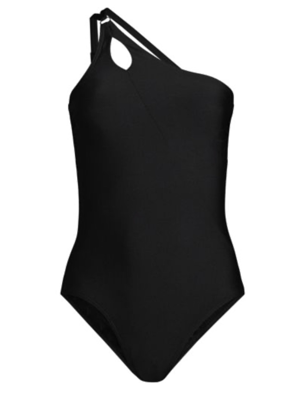 Lands' End Black One-Shoulder Cutout One-Piece Swimsuit